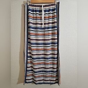 Max Studio Boho Navy and White Striped Maxi Skirt